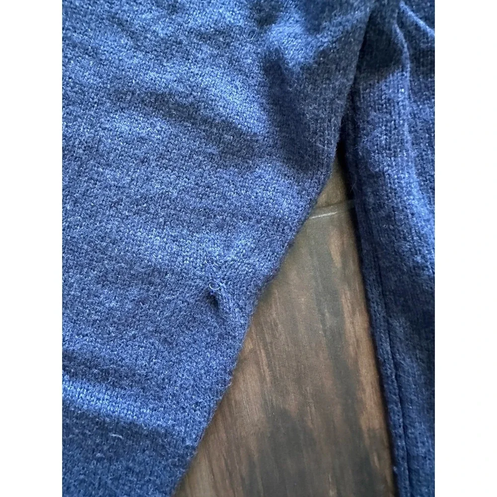 Savile Row Company Mens Blue Lambswool Blend Cable Knit Quarter Zip‎ Sweater L